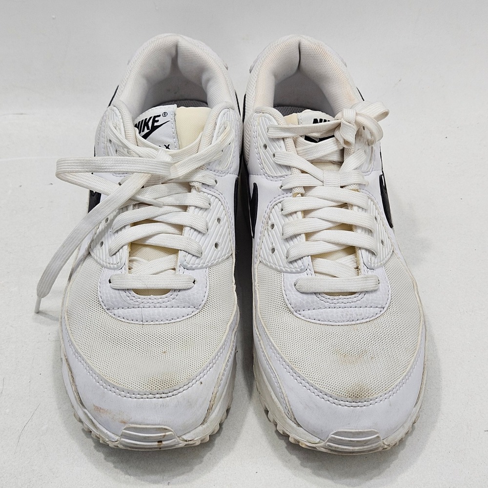 Nike Air Max 90 Women 10.5 White Black DH8010-101 Leather Mesh Running Sneakers - Picture 2 of 15